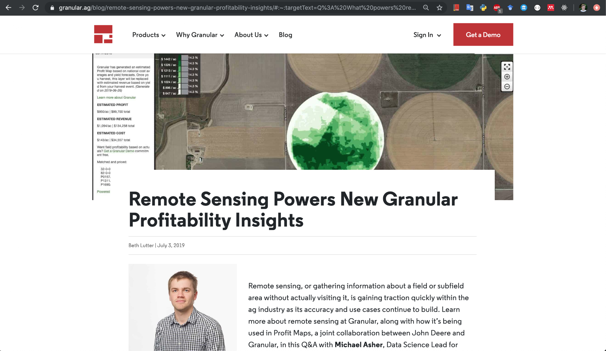 Granular blog post, Remote Sensing Powers New Granular Profitability Insights